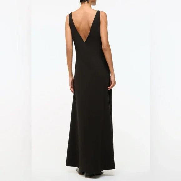 Staud Zora black plunge neck maxi gown dress - Picture 3 of 9